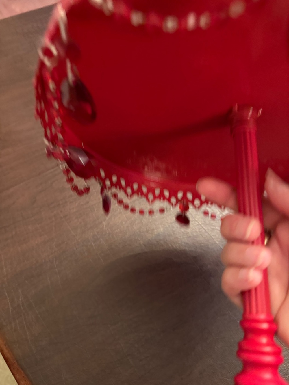 Red Jeweled Decorative Pedestal Cake Stand - Picture 7 of 8